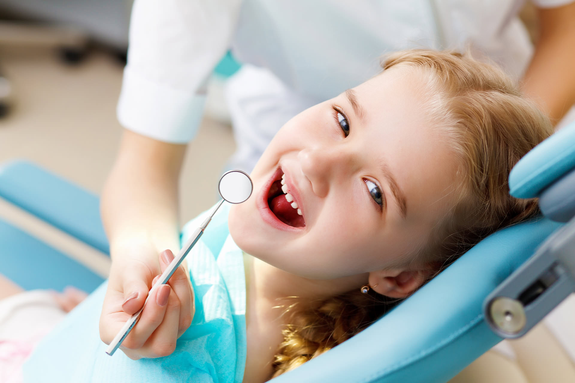 Dentist working on a child
