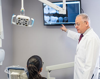 Dr. Rosenson demonstrating an x-ray